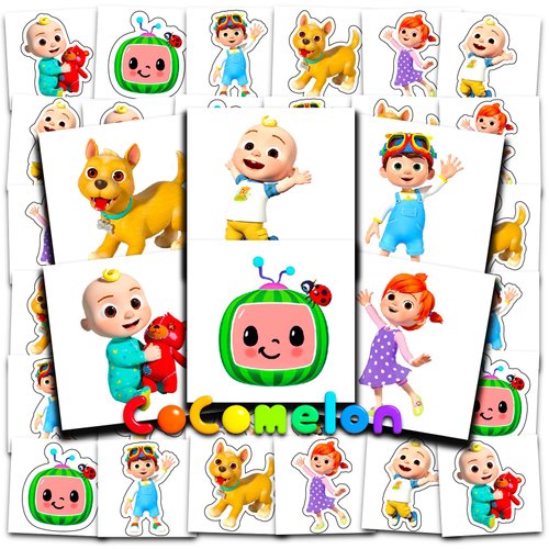 Cocomelon Tattoos Party Favors Bundle ~ 72 Perforated Individual 2&quot; x 2&quot; Cocomelon Temporary Tatt...