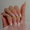 24PCS Press on Nails Almond Shaped Nails, Fake Nails Medium Long Stiletto Almond Press on Nail False Tips Acrylic Nails Glue on Nails Medium Length False Nails for Women and Girls(Gradient Glitter)