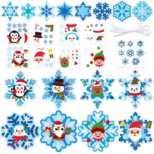 BeYumi Christmas Snowflake Craft Kit - 123Pcs Winter Snowflake Craft Kit DIY Hanging Ornament Make Your Own Snowflake Decoration Set Xmas Holiday Party Favor Tree Home Classroom Art Supplies for Kids