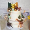 Safari Animal Cake Toppers Lion Giraffe Elephant Decorations Green Ball Boho Grass for Wild Animals Themed Birthday Party Jungle Party Supplies