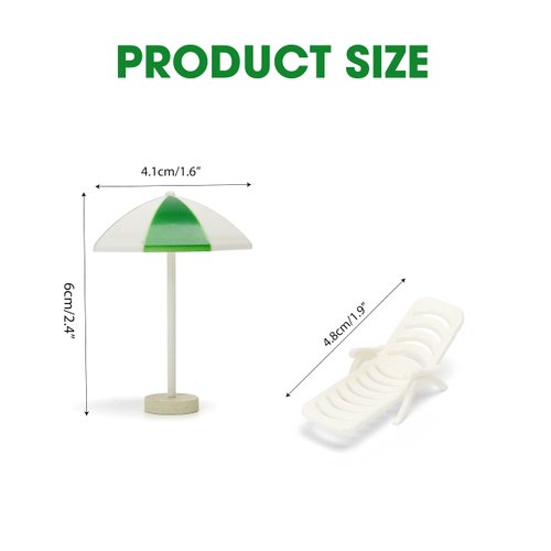 Set of 5 Mini Beach Umbrella Dollhouse Decor: 6x4cm Ornament Plastic Miniature Sunshade with Base DIY Accessories for Yard, Garden, Swimming Pool, Furniture, and Photography Craft Prop Home Decor