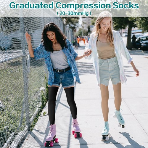 Totexil 2 Pairs Compression Stockings for Women & Men, 20-30mmHg Thigh High Compression Socks, Open Toe Medical Compression Socks with Silicone Dot Band-Best Support for Nursing Sports Varicose Veins