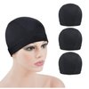YTBYT 3 Pcs Dome Cap Wig Caps for Making Wig Stretchy Wig Cap with Wide Elastic Band (Black Dome Cap S)
