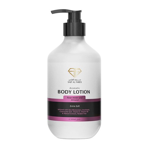 SAIF AL FARES Rose Water and Almond Body Lotion Alcohol Free Extra Soft Skin Moisturizer with Ros...