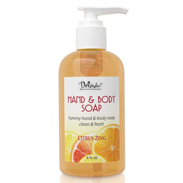 DELÚVIA Deluvia Hand Soap and Body Wash with Organic Aloe, Vitamin E, Organic Rosemary Extract and Citrus Essential Oils - Citrus Zing Essence Hand and Body Soap By Deluvia