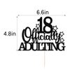 Officially Adulting 18 Cake Topper, Happy 18th Birthday Cake Decorations, 18th Cake Decor, Cheers to 18 Years Birthday Anniversary Party Supplies Black Glitter