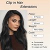 Clip in Hair Extensions Long Wavy Synthetic Hairpieces 20 Inch Black 6PCS Thick Hairpieces Fiber Double Weft Hair for Women