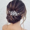 CASOLVX Bride Hair Comb Crystal Leaf Headpiece Vintage Hair Clips Wedding Hair Accessories for Brides Bridesmaids Women