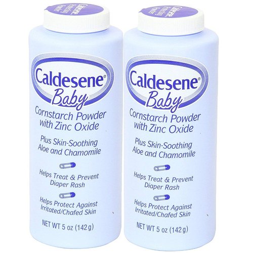 Caldesene Cornstarch Baby Powder with Zinc Oxide, Talc-Free Baby Powder, 5 Oz (2 Pack)