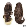 LYRICAL HAIR Synthetic Ponytail Extension for Women Drawstring Claw/Jaw Clip In Long Curly Wavy Pony Tail Hairpiece Women Daily Party Use (14" Hair long, 8# Medium Chestnut Brown)