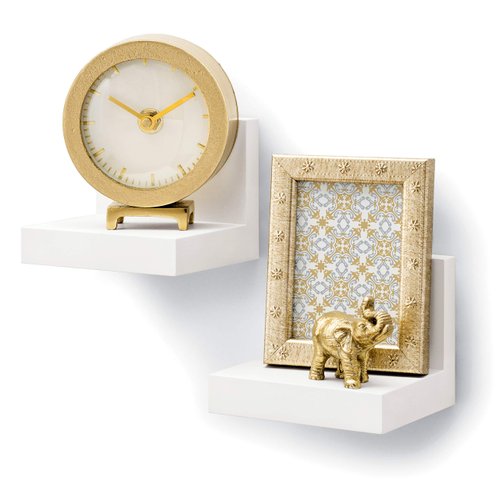 Command Display Ledges, Holds up to 2 lb, Quartz, 2 Ledges with 8 Medium Command Strips, Damage Free Hanging Floating Shelf with Adhesive Strips, Personalize Living Room, Bedroom, Kids Room or Office