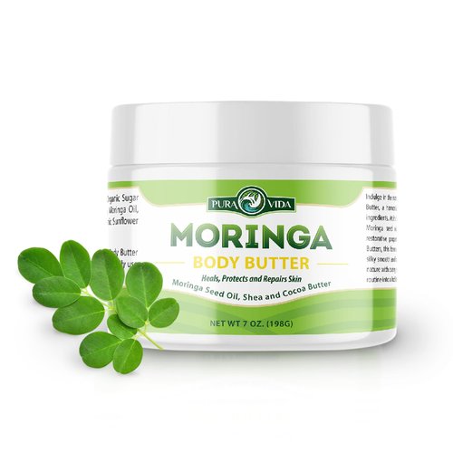 100% Natural Ingredients Moringa Oil Body Butter for Dry Skin with Vitamin A, C, and E - Intense Hydration Cream Lotion with Shea and Cocoa Butter for Women - Promotes a Healthy and Radiant Skin Glow