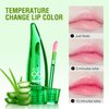 HOSAILY 2 Pcs Aloe Vera Color Changing Lipstick Lip Oil Tinted, Pink Magic PH Temperature Color Changing Lip Gloss, Long Lasting Nutritious Lip Balm Moisturizer Plumper Lip Care Lip Gloss