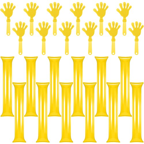 ZCYSRLQIN 24 Pcs Noisemakers Include 12 Hand Clappers 12 Thunder Sticks Cheer Noise Makers for Sporting Events Football Games School Team Spirit Items Party Favors Dance（Sunburst Yellow