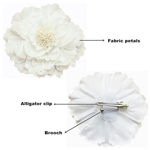 ALIMITOPIA Flower Hair Clip Fabric Artificial Peony Flower Hairpin Barrette Brooch Headdress Bobby Pins Headwear Hair Accessories for wedding Party supplies(Peony Style;4.3 inches;6pcs)