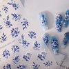 Flowers Nail Stickers for Acrylic Nails, 5D Embossed Flower Nail Art Stickers Decals,Blue and White Design Flower Nail Decals Spring Summer Nail Art Accessories for Women Manicure Decoration