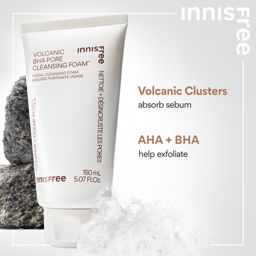 innisfree Volcanic BHA Pore Cleansing Foam with Salicylic Acid, Sulfate Free, Exfoliating Korean Cleansing Foam