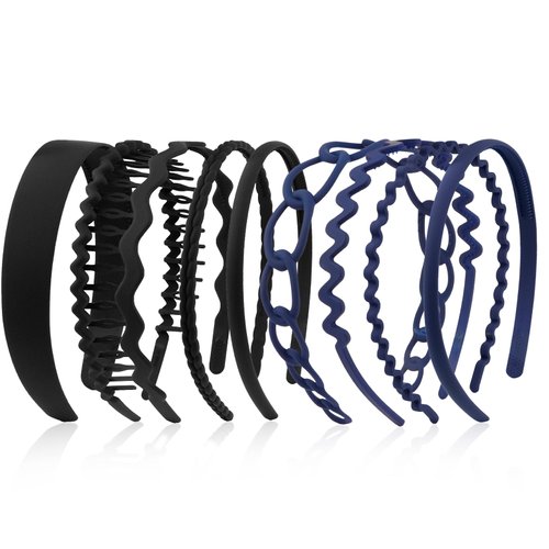 Canitor 9 PCS Headbands for Women Plastic Mattte Thin Head Bands for Women's Hair Non Slip Hair Band with Teeth Comb for Men Teen Girls Gifts Cute Hair Accessories Trendy Stuff