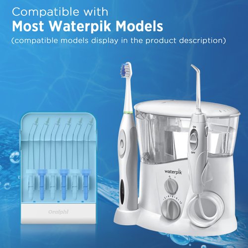 Replacement Tips for Waterpik Water Flosser (6 Pik Pocket Tips + Storage Case Combo)