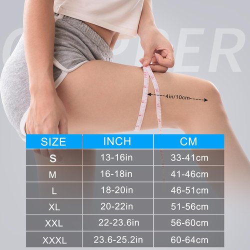 JHVW Copper Knee Braces with Strap for Knee Pain(2 pack)- Knee Compression Sleeve Support for Men & Women,Arthritis,Working Out