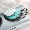 Elegant Lashes F151 Premium Aqua/Turquoise and Black Feather False Eyelashes Halloween Dance Rave Costume