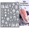 Snowflakes Nail Art Sticker Decals 5D Hollow Exquisite Luxurious Christmas New Year Nail Art Supplies Design Winter Elk Nail Art Decoration Accessories DIY Acrylic Nail Art, 4 Sheet