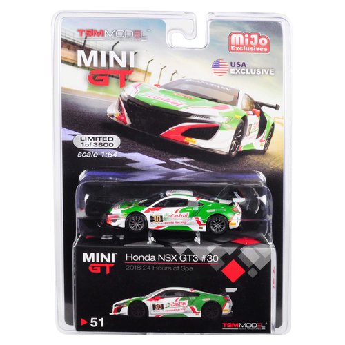NSX GT3#30"Castrol 24 Hours of Spa (2018) Limited Edition to 3,600 Pieces Worldwide 1/64 Diecast Model Car by True Scale Miniatures MGT00051