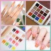 Gradient nail powder,Solid nail powder,Nail Pigment Palette,16 Color Nail Pigment Powder Set Create Stunning Ombre Nail Art with Glittery Shades Perfect DIY Nail Accessories