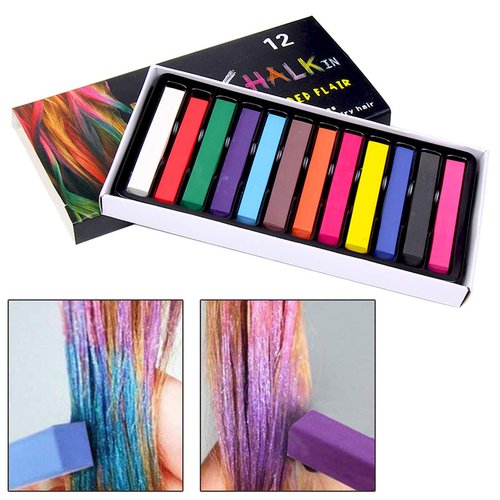 Temporary Hair Chalk Washable Hair Color for Kids, Teens, Halloween Cosplay Parties 12 Bright Colors Hair Dye Comb,Birthday Gift Christmas Gift for girls boys