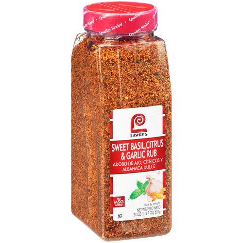 Lawry&#39;s Sweet Basil, Citrus &amp; Garlic Rub, 23 oz - One 23 Ounce Container of Sweet Basil Citrus Se...