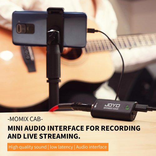 JOYO Guitar Audio Interface Pocket Internal Recording Sound Card with Type-C and Lightning for Live Streaming by Phone and Laptop Plug & Play (MOMIX CAB)