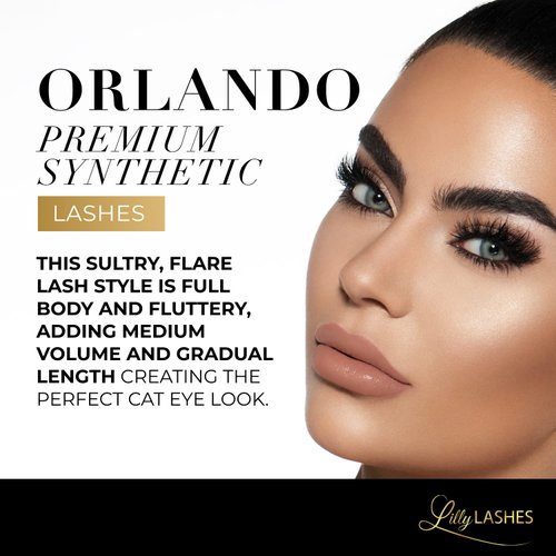 Lilly Lashes Premium Synthetic Lashes Orlando | Fake Eyelashes Natural Look | Fluttery Lashes | Full Bodied Look | False Lashes | Vegan Strip Lash | Reusable Up to 10 Wears | 15mm
