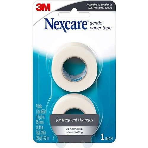 Nexcare Gentle Paper Tape 1 Inch X 10 Yards - 2 ct, Pack of 4