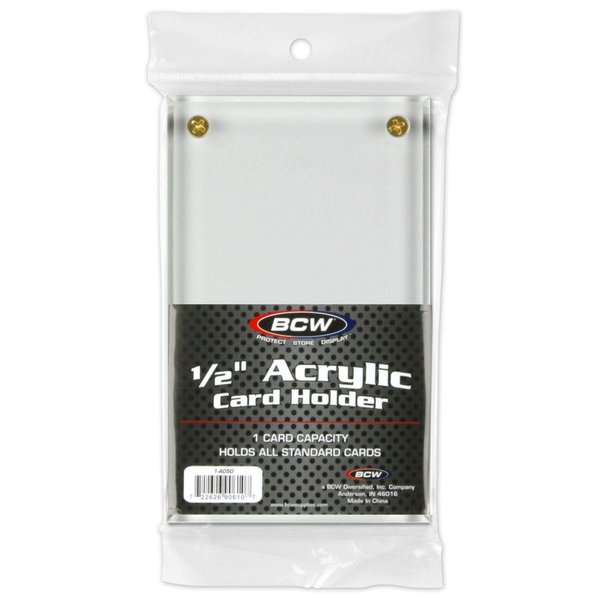 BCW 1/2 Inch Acrylic Card Holder, 1 Count | Crystal Clear UV Protection with Beveled Edges | Trading Card Display Case for TCG, Baseball, Pokemon, and More