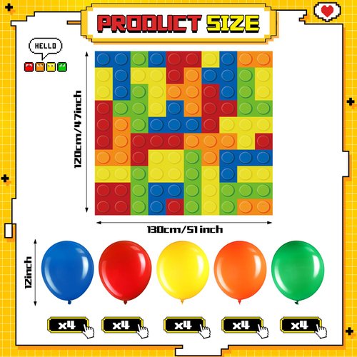 Panelee Building Block Party Supplies Colorful Bricks Toy Party Favor Trunk Decorating Kit Building Block Theme Birthday Party Banner Trunk or Treat Car Garage Decor