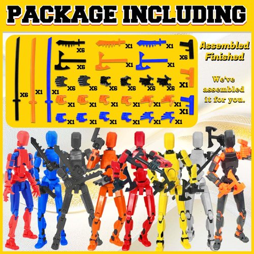 (Assembly Completed) 8PCS T13 Action Figure Set Already Assembled, 3D Printed 13 Robot Titan 13 Action Figure, T13 Action Figure Orange White Yellow Blue Red（8 Colors）