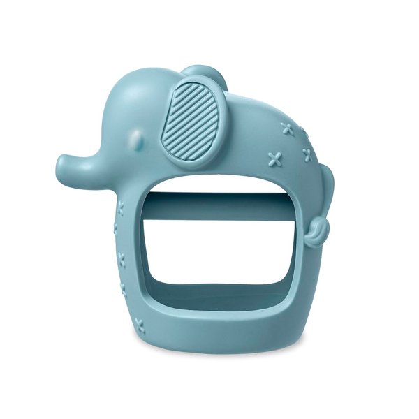 Itzy Ritzy Bitzy Grip Hand Teether - Silicone Teether for Babies - Developmental Teether Toy with Easy-to-Hold Hand Grip, Designed for Babies 3 Months & Up (Elephant)