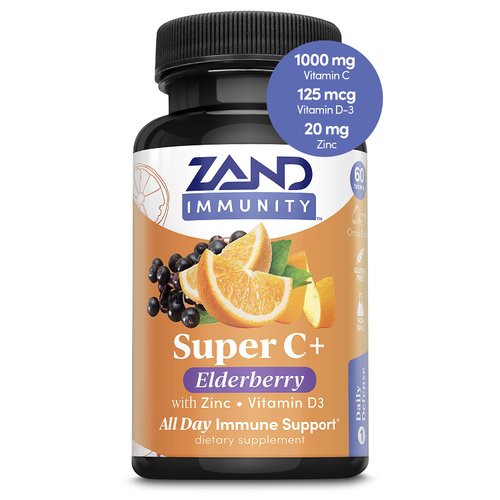 Zand Immunity Super C+ with Elderberry, All Day Immune Support, 1000mg PureWay-C Vitamin C Plus Z...
