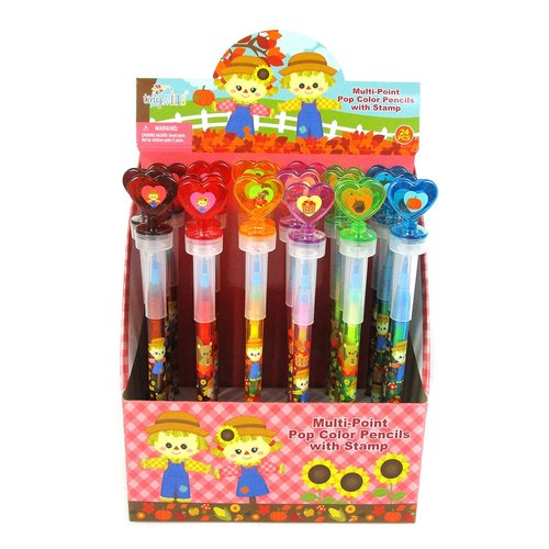 TINYMILLS 24 Pcs Fall Harvest Thanksgiving 2 in 1 Stackable Stacking Crayon with Extra Stamper To...