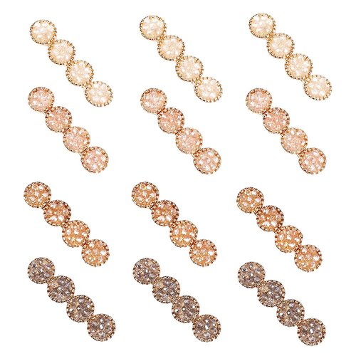 MIAO JIN 12Pcs Rhinestone Hair Clips Alligator Hair Clips Round Bling Crystal Hairpins Headwear H...