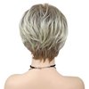 GNIMEGIL Short Blonde Pixie Cut Wigs for White Women with Bangs Dark Roots Old Lady Wig Natural Synthetic Ombre Layered Hairstyles Cosplay Costume Party Halloween Daily Use