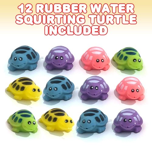 ArtCreativity Rubber Water Squirting Turtles, Pack of 12, Bathtub and Pool Toys for Kids, Safe and Durable Water Squirters, Birthday Party Favors, Goodie Bag Fillers