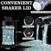 Holographic Chunky Glitter 50g Silver+8g*4 Body Glitter with Multi-Shapes Black+Pink&White+Red+Green Sparkle Glitter for Body Face Eye Hair Makeup Glitter for Resin Project+Quick Dry Makeup Glue