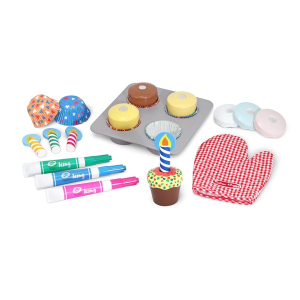 Melissa & Doug Bake and Decorate Wooden Cupcake Play Food Set - FSC Certified