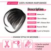 Adancyler Bangs Hair Clip in Bangs 100% Real Human Hair Extensions Natural Black Wispy Bangs Clip on Air Bangs for Women Fringe with Temples Hairpieces Curved Bangs for Daily Wear