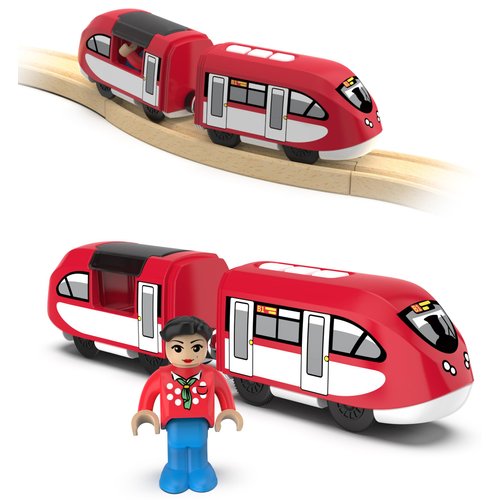 Motorized Locomotive Train for Wooden Track, Battery Operated Train Toys for Toddlers, Magnetic Train Set Compatible with Thomas, Brio, Chuggington, Electric Train for Kids Age 3 and Up