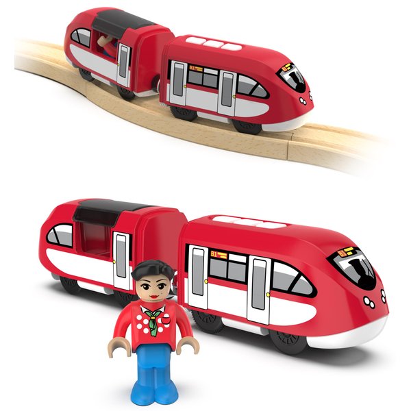 Motorized Locomotive Train for Wooden Track, Battery Operated Train Toys for Toddlers, Magnetic Train Set Compatible with Thomas, Brio, Chuggington, Electric Train for Kids Age 3 and Up