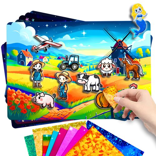 CVVDOOK 170 Foam Stickers Foil Art Fun Toys,Arts and Crafts Activity for Kids,12 Wonderful Themes: Princesses, Castles, Lighthouses, Sea, Sports, Sky,etc.Birthday or Christmas Gifts for Children