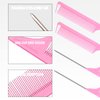 Hair Comb and Elastic Band for Wig Edge, Adjustable Lace Melting Band Wrap to Lay Edges and 2 Rat Tail Comb Stying Combs Braiding Combs for Parting 1 Dual Edge Brush with 4 Hair Clip (Pink)