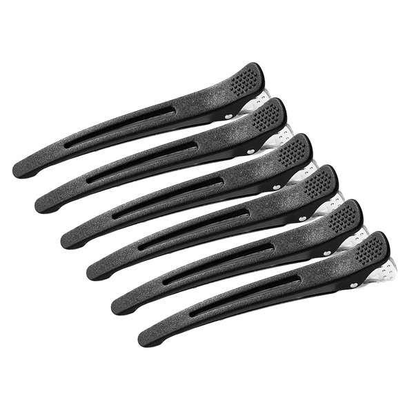 Lopsity 6PCS Professional Hair Clips for Styling Sectioning,Salon Hair Clip For Sectioning Hair,on Slip Duck Billed Hair Clips with Silicone Band for Women Men (BLACK)